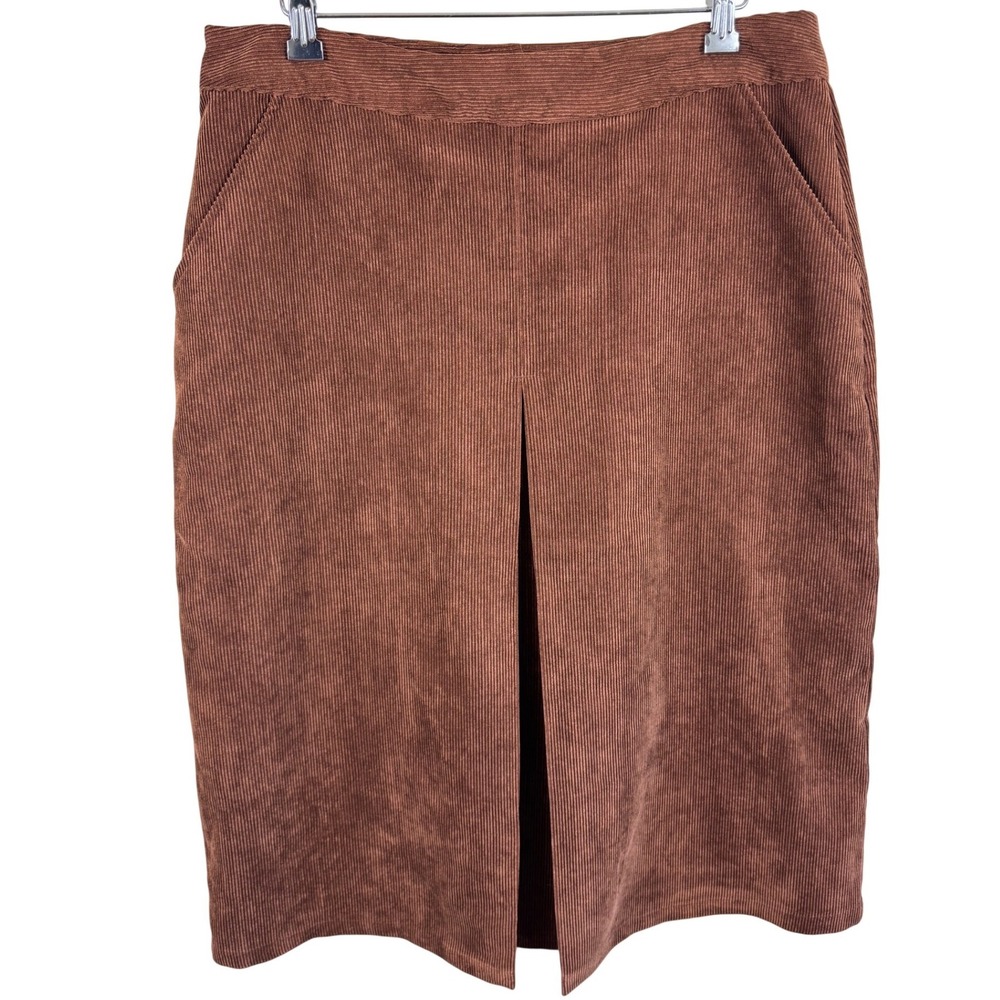 Christopher & Banks NWT Brown Corduroy‎ Pencil Skirt Size 8 Front Kick Pleat